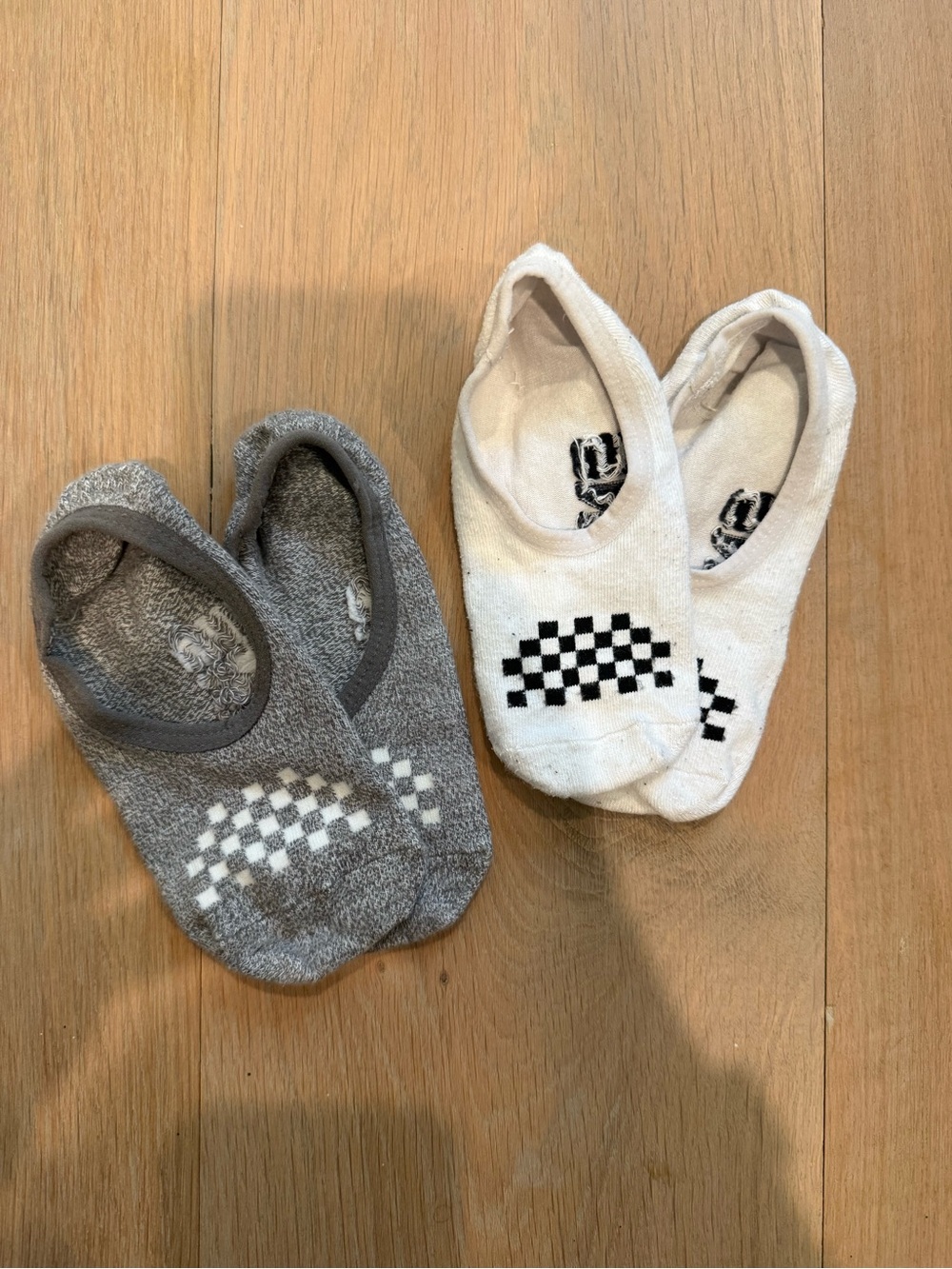 Vans No-Show Checkerboard Socks - White & Gray